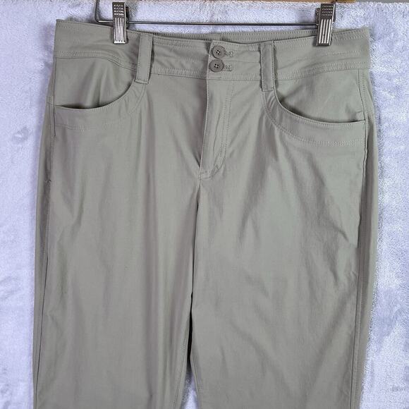 Eddie Bauer Hiking Pants Women's 8 Tan Pockets Nylon Belt Loops Button Ankles - Picture 2 of 15